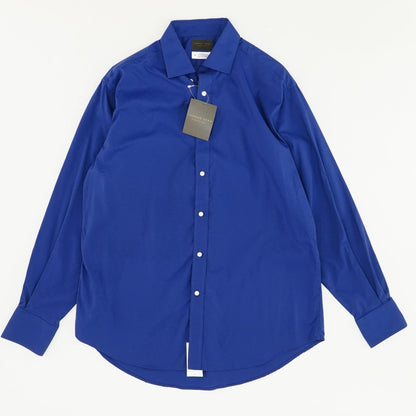 Blue Solid Long Sleeve Button Down