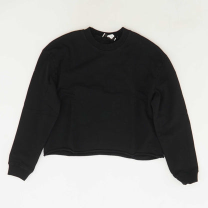 Black Solid Crewneck Sweater