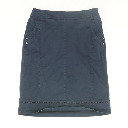 Navy Solid Midi Skirt