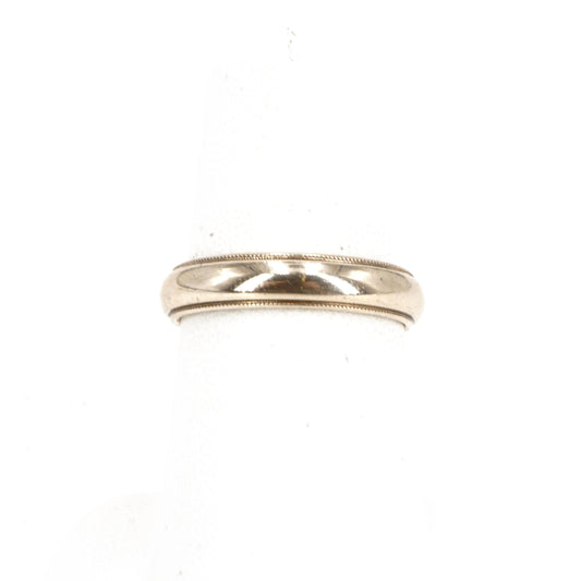 14K Gold Plain Polished Comfort Fit With Milgrain Edge Band