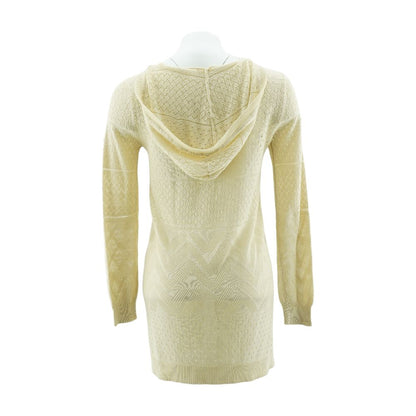 Beige Solid Cardigan Sweater