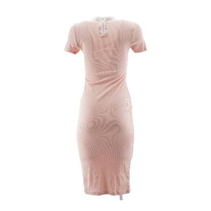 Pink Solid Midi Dress