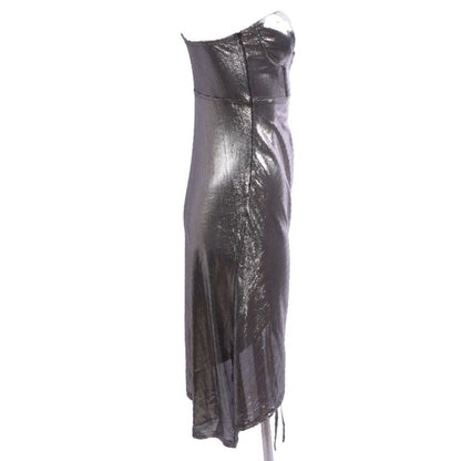 Silver Solid Midi Dress