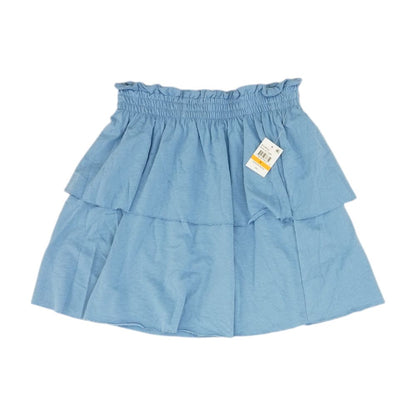 Blue Solid Mini Skirt