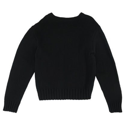 Black Solid V-Neck Sweater