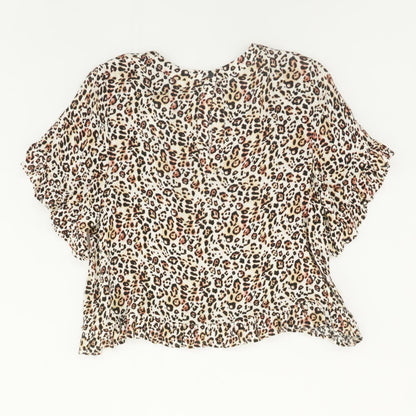 Tan Animal Print 3/4 Sleeve Blouse