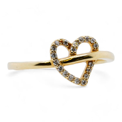 14K Gold Diamond Heart Ring