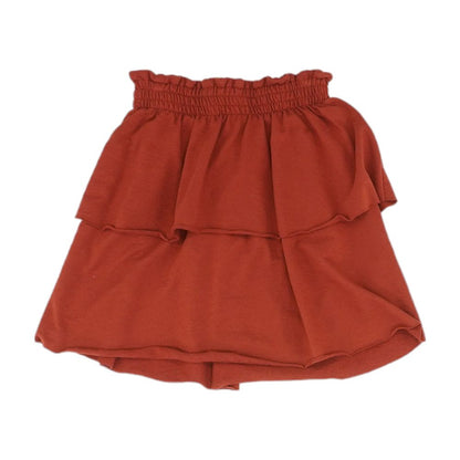 Brown Solid Mini Skirt