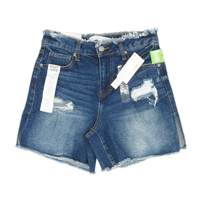 Blue Solid Denim Shorts