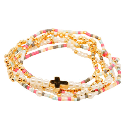 Multi Color Stack Bead Bracelet