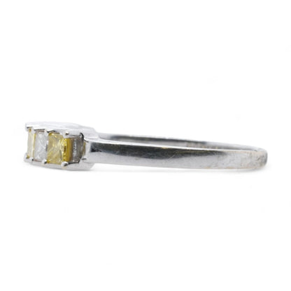 18K White Gold White And Yellow Diamond Band