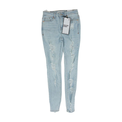 Blue Solid High Rise Skinny Leg Jeans