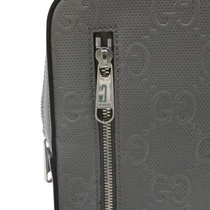 Gray Leather GG Embossed Sling Bag