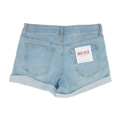 Blue Solid Denim Shorts