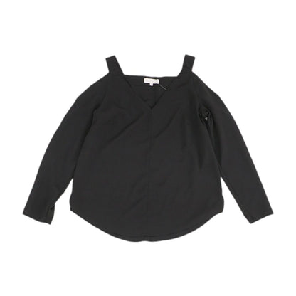 Black Solid Long Sleeve Blouse