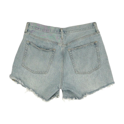 Blue Solid Denim Shorts