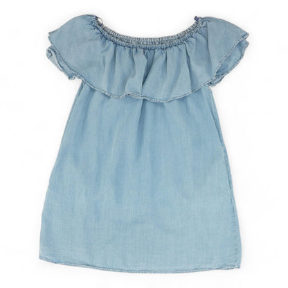 Blue Solid Short Sleeve Blouse