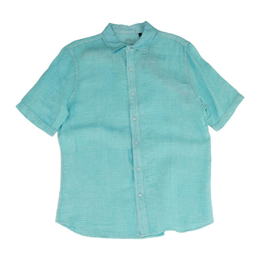 Blue Striped Short Sleeve Button Down