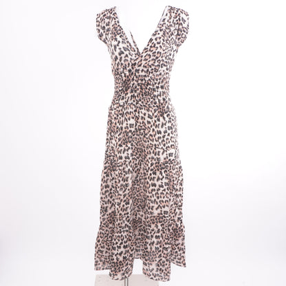 Tan Animal Print Midi Dress