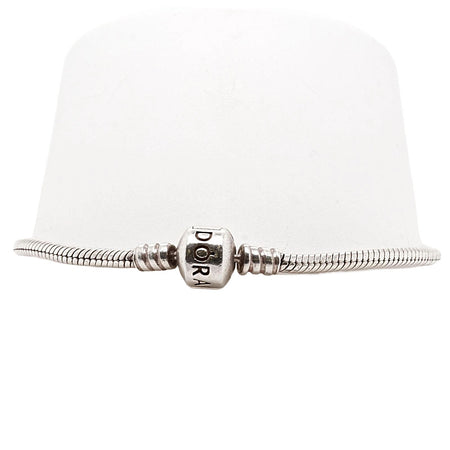 Pandora Moments Women's Sterling Silver Snake Chain Charm Bracelet with  Pave Heart Clasp 