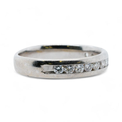 14K White Gold Round Bezel Set Diamond Band