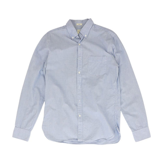 Blue Solid Long Sleeve Button Down