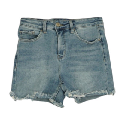 Blue Solid Denim Shorts