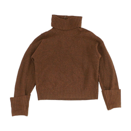 Brown Solid Cowl Neck Sweater