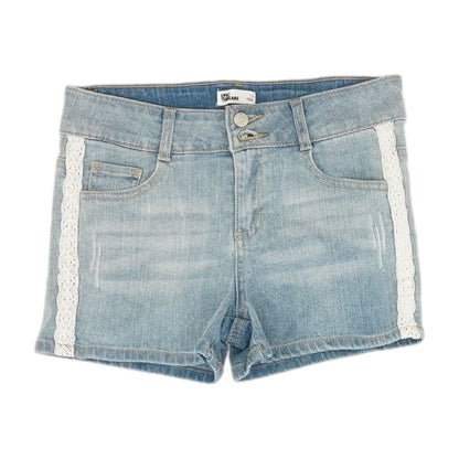 Blue Solid Denim Shorts