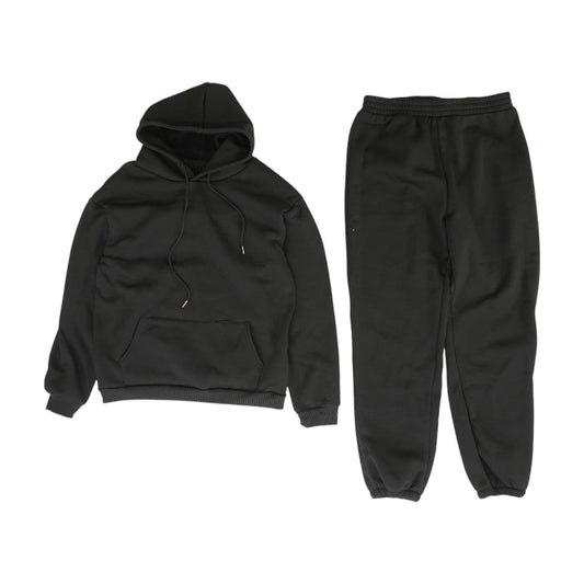 Black Solid Hoodie and Pant Set