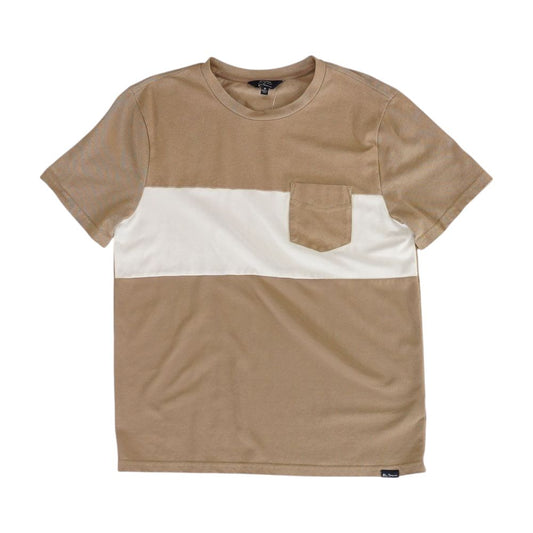 Tan Color Block Short Sleeve Polo