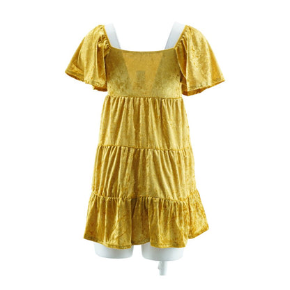 Gold Solid Mini Dress