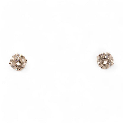 14K White Gold Round Diamond Stud Earrings