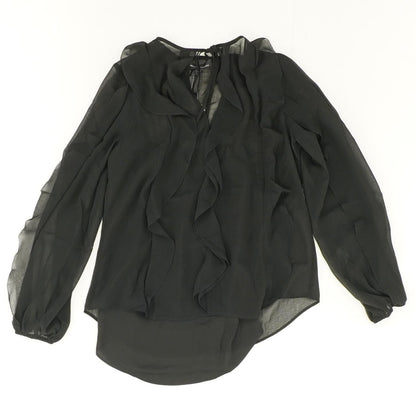 Black Solid Long Sleeve Blouse