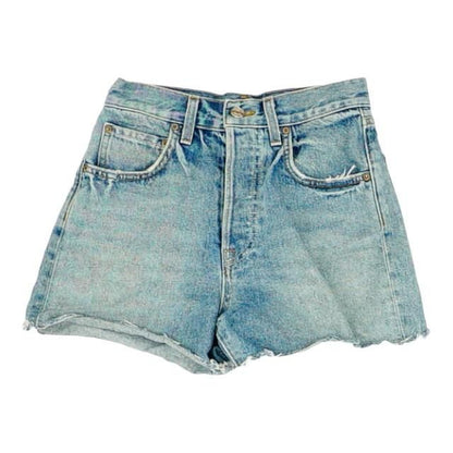 Blue Solid Denim Shorts