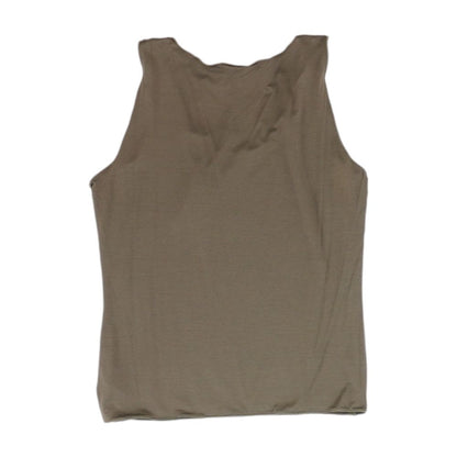 Brown Solid Sleeveless Blouse