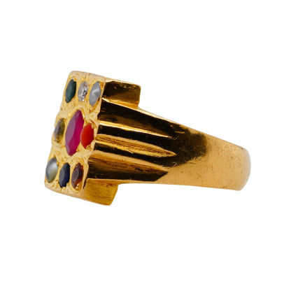 22K Gold Multi-Gemstone Signet Ring