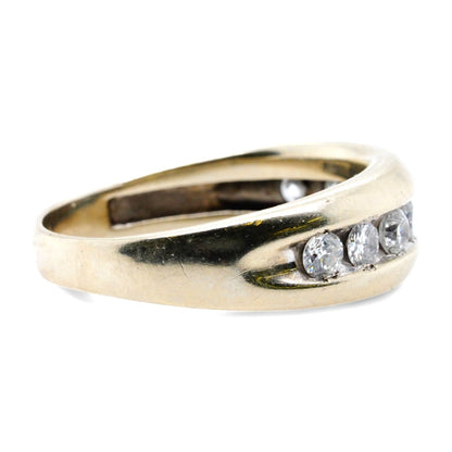 14K White Gold Channel Set Round Diamond Band