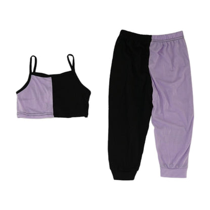 Purple Color Block Pant Set