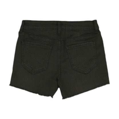 Black Solid Denim Shorts