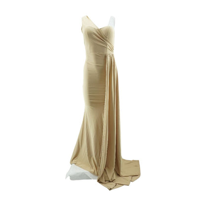 Gold Solid Maxi Dress