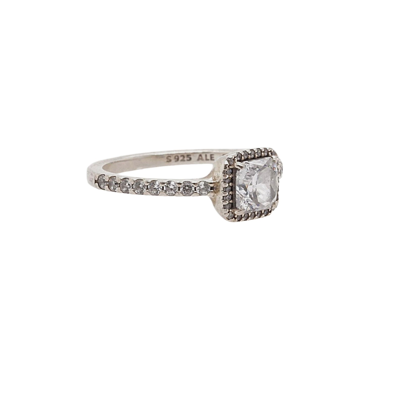 Square Sparkle Halo Ring, Sterling silver