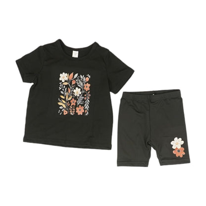 Black Floral Short Set