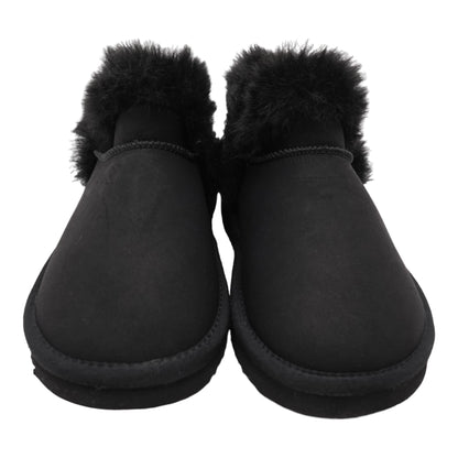 Black Faux Fur Slip On Boots