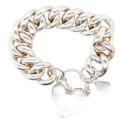 Sterling Silver Big Mama Heart Padlock Link Bracelet