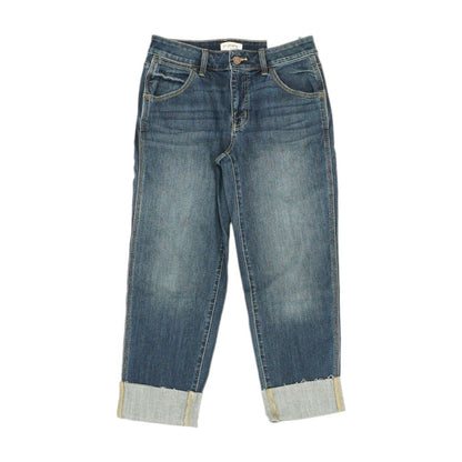 Blue Solid Capri Straight Leg Jeans