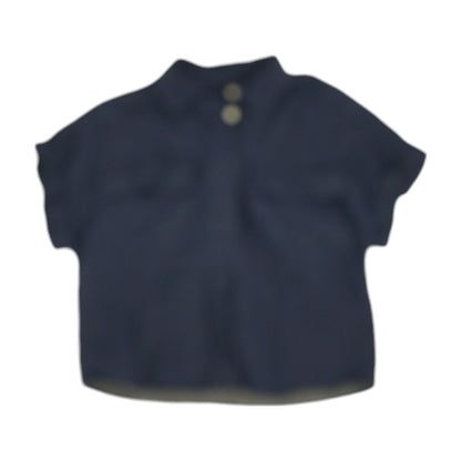 Navy Solid Short Sleeve Blouse