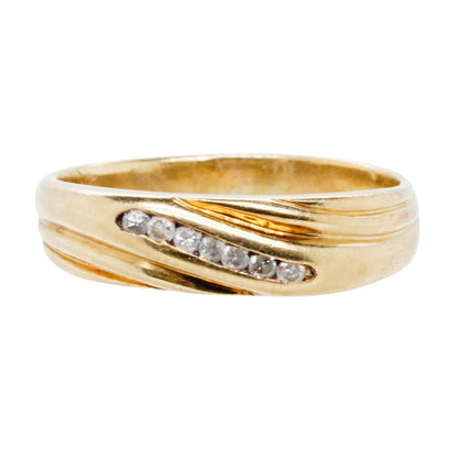 10K Gold Diagonal Diamond Row Band