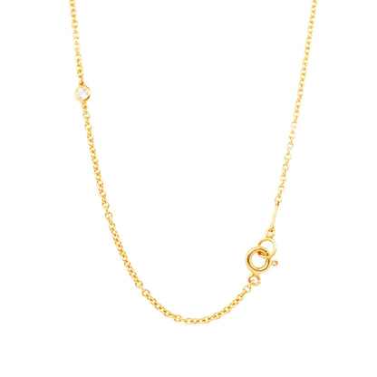 14K Gold Long Stationed Round Diamond Necklace