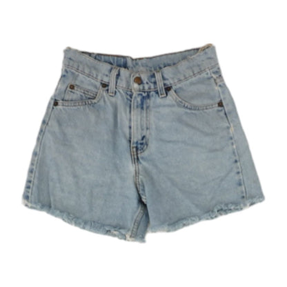 Blue Solid Denim Shorts